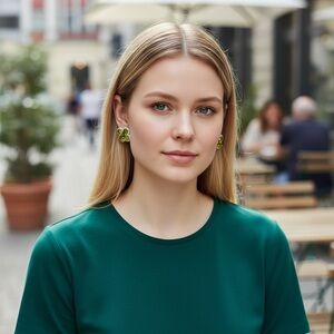 Elegant Green Floral Earrings